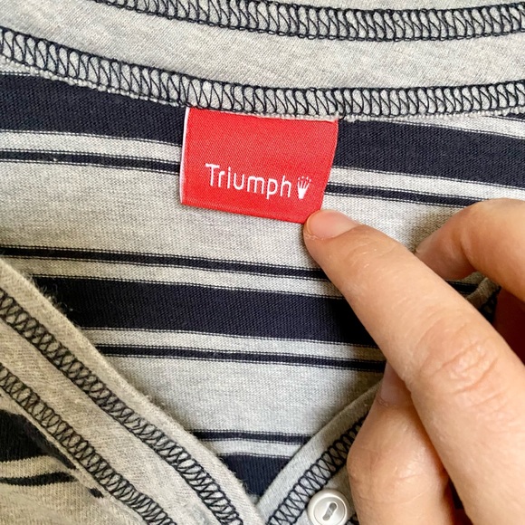 Triumph pajama top S Gray and Black Striped - Picture 3 of 4